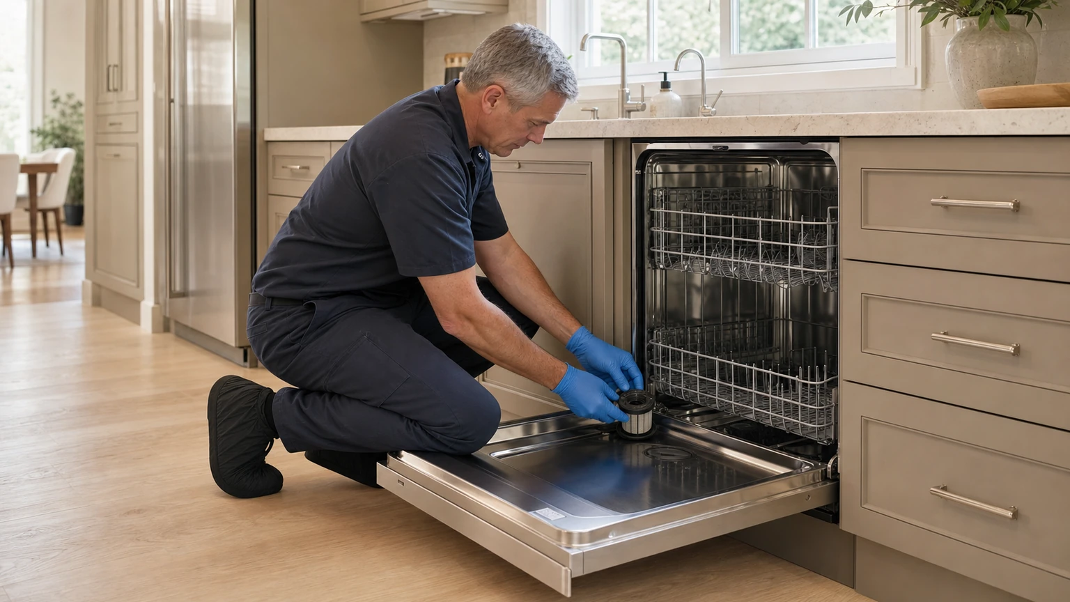 Panel-ready dishwasher diagnostic visit in Needham